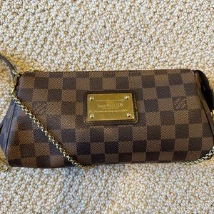 Louis Vuitton Damier Ebene Eva Clutch Crossbody Bag